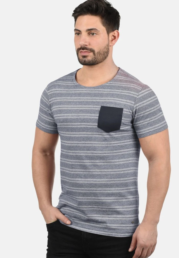 Remise 🎉 Solid SDFIDEL - T-shirt Imprimé - Mottled Light Blue ❤️ 1 Remise 🎉 Solid SDFIDEL - T-shirt Imprimé - Mottled Light Blue ❤️