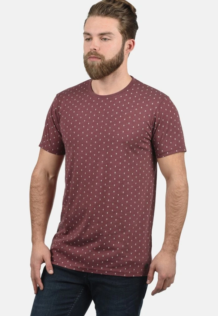 Meilleure vente 🥰 Solid SDAARON - T-shirt Imprimé - Wine Red Melange 👏 1 Meilleure vente 🥰 Solid SDAARON - T-shirt Imprimé - Wine Red Melange 👏