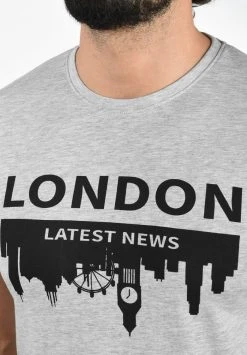 De gros ✨ Solid SDCIMO - T-shirt Imprimé - Light Grey Melange ⭐ -Solid Soldes 67c19765ddbd4ee4af407ce2cc201a23