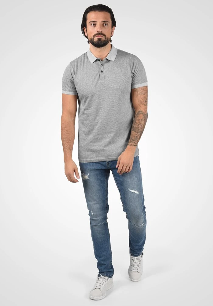 Nouveau 🥰 Solid SDNEDAL - Polo - Grey Melange 👍 2 Nouveau 🥰 Solid SDNEDAL - Polo - Grey Melange 👍 – Image 2