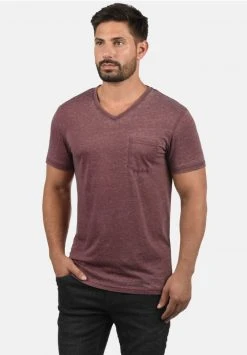 Coupon ⌛ Solid SDTHEON - T-shirt Basique - Wine Red 🛒
