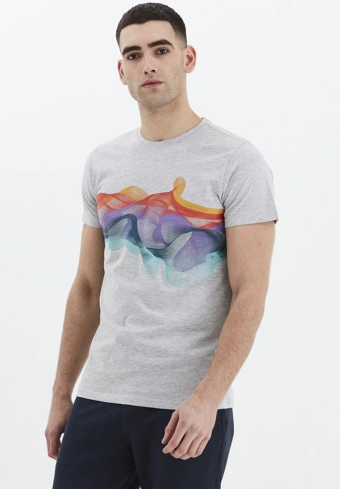 Bon marché 💯 Solid PEDRO - T-shirt Imprimé - Light Grey Melange 😍 1 Bon marché 💯 Solid PEDRO - T-shirt Imprimé - Light Grey Melange 😍