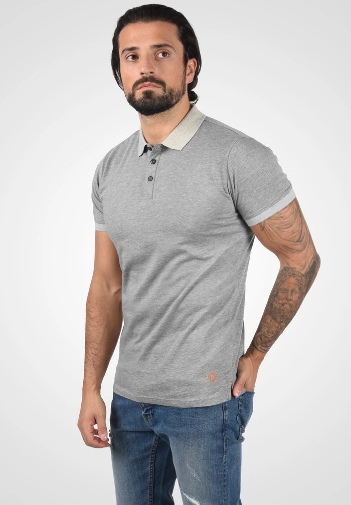 Nouveau 🥰 Solid SDNEDAL - Polo - Grey Melange 👍 1 Nouveau 🥰 Solid SDNEDAL - Polo - Grey Melange 👍