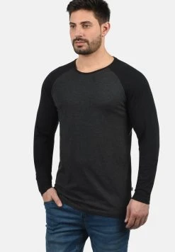 Promo ✨ Solid SDBASTIEN - T-shirt à Manches Longues - Dark Grey Melange ❤️