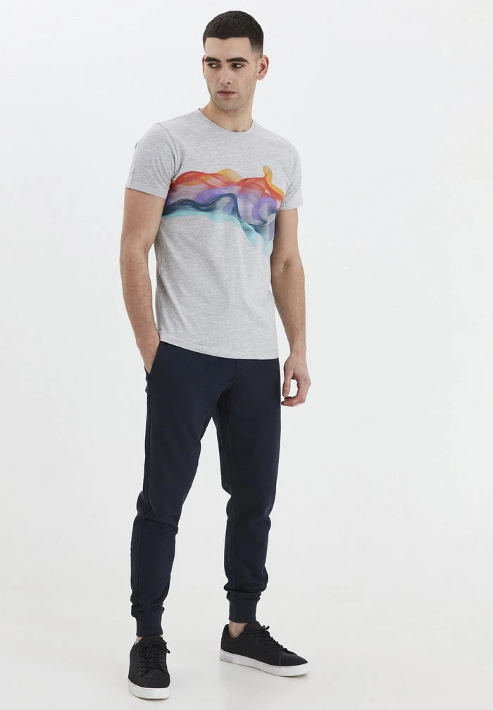 Bon marché 💯 Solid PEDRO - T-shirt Imprimé - Light Grey Melange 😍 2 Bon marché 💯 Solid PEDRO - T-shirt Imprimé - Light Grey Melange 😍 – Image 2