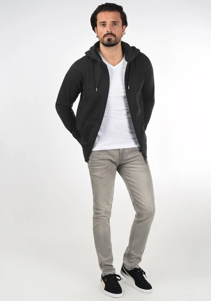 Meilleure vente ❤️ Solid SDBERTIZIP - Sweat à Capuche Zippé - Dark Grey 👏 2 Meilleure vente ❤️ Solid SDBERTIZIP - Sweat à Capuche Zippé - Dark Grey 👏 – Image 2