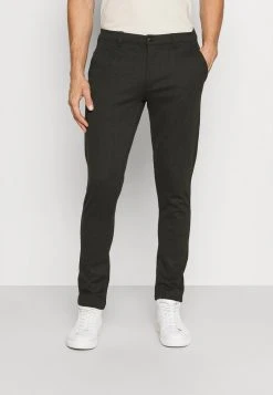 Sortie ✔️ Solid BARRO CHECK PANT - Pantalon Classique - Black Forest ❤️